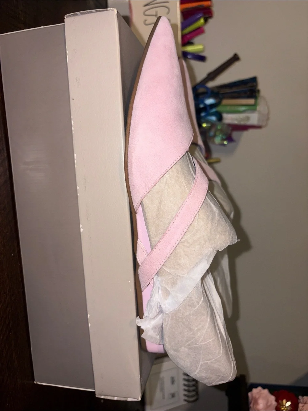 Franco Sarto Blush Pink Suede Pointed Slingback Flats